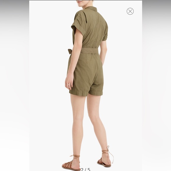 J.CREW SOLID OLIVE GREEN BUTTON-ON ROMPER SIZE 4 - Picture 2 of 9